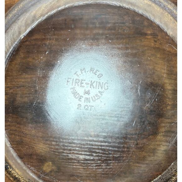 Vintage Fire King Clear Gold Speckled 2Qt Casserole Dish Made in USA - Picture 10 of 11